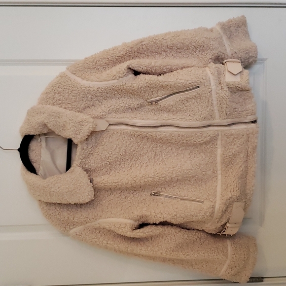 a.n.a. Women's Zipper Sherpa Reversible Jacket Cream - Size L - Picture 1 of 11